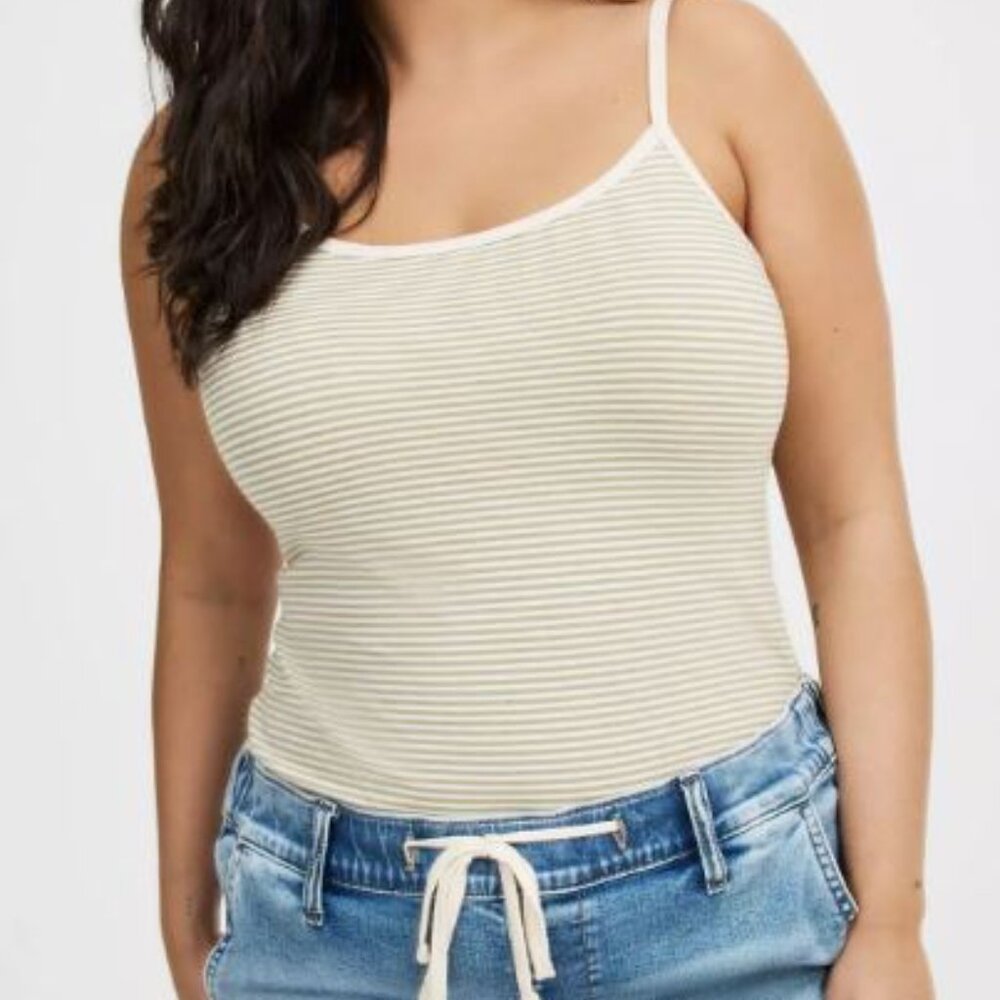 Torrid Sz 0 (12) Foxy Cami-Racer Stripe Birch Tea